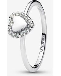 PANDORA - Engravable Heart Halo Ring - Lyst