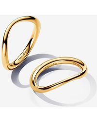 PANDORA - Essence 14k Gold-plated Organically Shaped Stacking Ring Gift Set - Lyst
