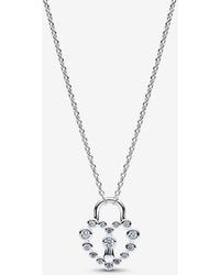 PANDORA - Sparkling Heart Padlock Pendant Necklace - Lyst
