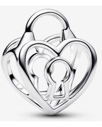PANDORA - Openwork Heart Padlock Charm - Lyst