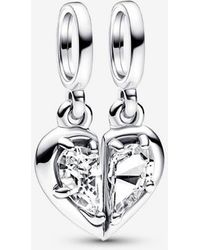 PANDORA - Moments Sterling Silver Friends Forever Heart Dangle Charm - Lyst