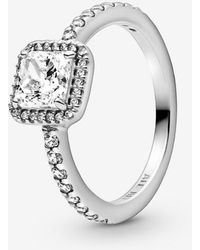 PANDORA - Square Sparkle Halo Ring - Lyst