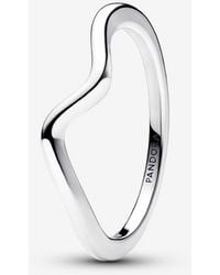 PANDORA - Polished Wave Ring - Lyst