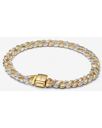 PANDORA - Two-Tone Pavé Cuban Chain Bracelet - Lyst