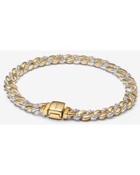 PANDORA - Two-Tone Pavé Cuban Chain Bracelet - Lyst