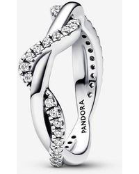 PANDORA - Sparkling Intertwined Wave Ring - Lyst