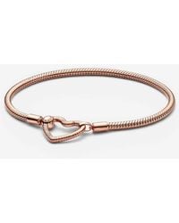 PANDORA - Signature Two-tone I-d Pavé Bangle - Lyst