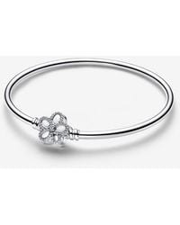 PANDORA - Pavé Flower Bangle - Lyst