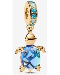PANDORA - Sea Turtle Murano Glass Dangle Charm - Lyst