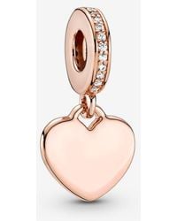 PANDORA - Engravable Heart Tag Dangle Charm - Lyst
