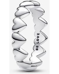 PANDORA - Row Of Hearts Ring - Lyst