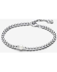 PANDORA - Treated Freshwater Cultured Pearl & Beads Bracelet - Lyst