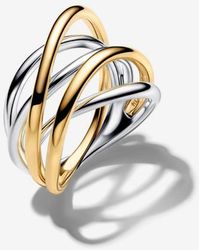 PANDORA - Two-Tone Entwined Band Ring - Lyst