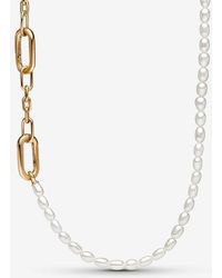 PANDORA - Me Slim Treated Freshwater Cultured Pearl Necklace - Lyst