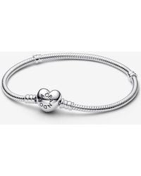 PANDORA - Disney Princess Moments Heart Snake Chain Bracelet - Lyst