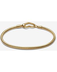PANDORA - Heart Closure Snake Chain Bracelet - Lyst