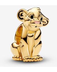PANDORA - Disney The Lion King Simba 14k Gold-plated Charm With Black And Pink Enamel - Lyst