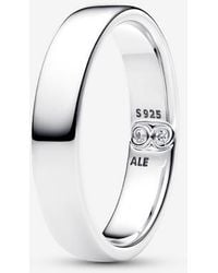 PANDORA - Engravable Classic Band Ring - Lyst