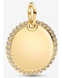PANDORA - Engravable Round Tag Pendant - Lyst