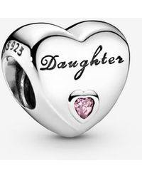 PANDORA - Moments Sterling Silver Auntie Love Heart Cubic Zirconia Bracelet Charm - Lyst