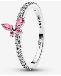 PANDORA - Sparkling Butterfly Ring - Lyst