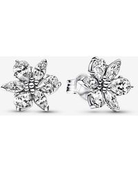 PANDORA - Moments Sterling Silver Sparkling Asymmetrical Stars Stud Earrings - Lyst