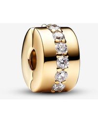 PANDORA - Sparkling Row Clip Charm - Lyst