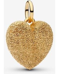 PANDORA - Textured Puffy Heart Dangle Charm - Lyst