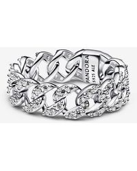 PANDORA - Pavé Cuban Chain Ring - Lyst
