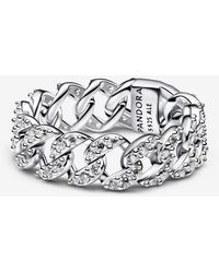 PANDORA - Pavé Cuban Chain Ring - Lyst