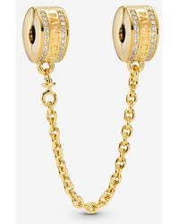 PANDORA - Logo Safety Chain Clip Charm - Lyst