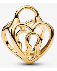 PANDORA - Openwork Heart Padlock Charm - Lyst