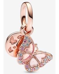 PANDORA - Butterfly & Quote Double Dangle Charm - Lyst