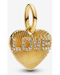PANDORA - Engravable Love Heart Dangle Charm - Lyst