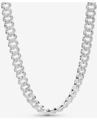 PANDORA - Pavé Cuban Chain Necklace - Lyst