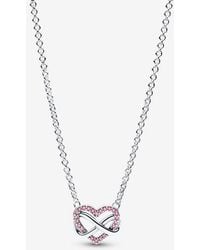 PANDORA - Sparkling Infinity Heart Collier Necklace - Lyst