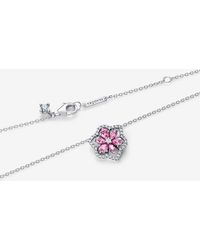PANDORA - Herbarium Sparkling Flower Pendant Necklace - Lyst