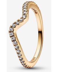 PANDORA - Sparkling Wave Ring - Lyst