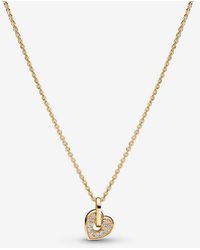 PANDORA - Talisman 14K Lab-Grown Diamond Pavé Heart Pendant Necklace - Lyst