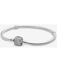 PANDORA - Moments Snake Chain Style Open Bangle - Lyst