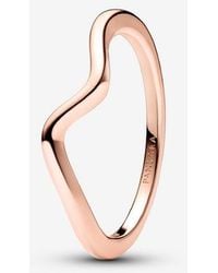 PANDORA - Polished Wave Ring - Lyst