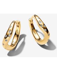 PANDORA - Organically Shaped Stone-Set Hoop Earrings - Lyst