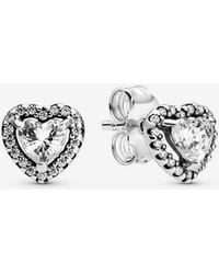 PANDORA - Moments 14k Rose Gold-plated Asymmetrical Heart Hoop Earrings - Lyst
