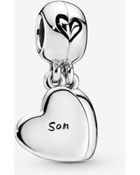 PANDORA - Mother & Son Heart Split Dangle Charm - Lyst