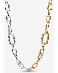 PANDORA - Me Bicolor Sterling Silver 14k Gold Plated Neck Chain Compatible With Me - Lyst