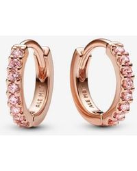 PANDORA - Sparkling Huggie Hoop Earrings - Lyst