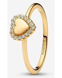 PANDORA - Engravable Heart Halo Ring - Lyst