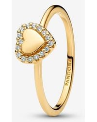 PANDORA - Engravable Heart Halo Ring - Lyst