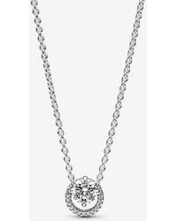 PANDORA - Sparkling Round Halo Pendant Collier Necklace - Lyst