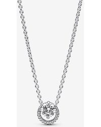 PANDORA - Sparkling Round Halo Pendant Collier Necklace - Lyst